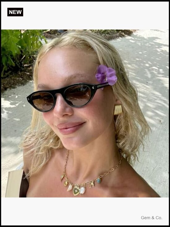 Oval Cat Eye Sunglasses Retro Cateye Frame UV Protection Travel Driving main image 5